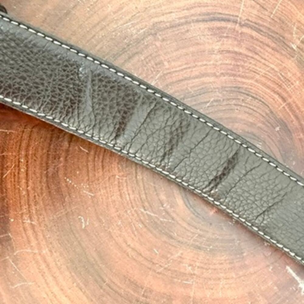 PRADA Pebbled Leather Belt Brown White Stitching Silver Buckle 115/46 Italy - Picture 6 of 8